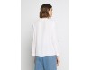 Dorothy Perkins DOUBLE BUTTON COLLARLESS ROLL SLEEVE - Bluse - ivory/offwhite