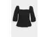 Glamorous Curve PUFF SLEEVE PEPLUM - Bluse - black solid/schwarz