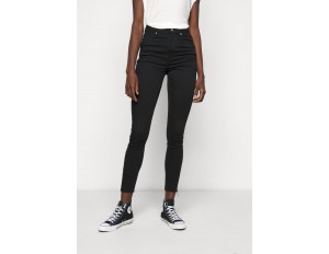 NA-KD Tall HIGH WAIST RAW  - Jeans Skinny Fit - black/schwarz