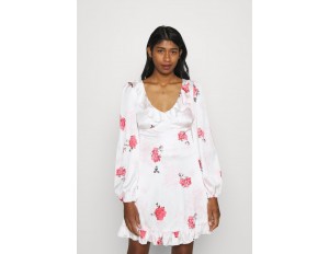 Missguided FLORAL FRILL DETAIL SWING DRESS - Cocktailkleid/festliches Kleid - white/weiß