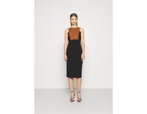 WAL G. NOVA FRONT PANEL MIDI DRESS - Cocktailkleid/festliches Kleid - black/brown/schwarz