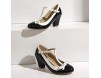 Etebella Damen T Strap High Heels Pumps mit Blockabsatz und Schleife Rockabilly Vintage Schuhe