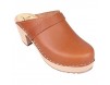 Swedish Clogs : High Heel Clogs in Tan Leather