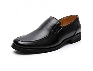 CAIFENG Oxford-Schuhe for Männer Formale Business-Schuhe Slip auf Stil Echtes Leder Casual Niedriger Runde Toe Easy Care (Color : Black Size : 44 EU)