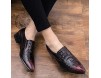CAIFENG Oxfords for Männer zeigten Zehe geschäftsgegner Casual-Müßiggänger Klassischer Slip auf echtem Leder geprägtes leichte rutschfeste Huns (Color : Red Size : 41 EU)