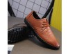 wangqianli Klassische Loafers for Männer Business Casual-Schuhe schnüren Sich Oben Flache Anti-Blockier-System Solid Color Stitching Low Top-runde Zehe-echtes Leder-Schuhe