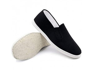 Xu-shoes Handgefertigte Sohlenstoffschuhe Retro Tai Chi Walking Slipper Loafers Atmungsaktive rutschfeste Tai Chi Indoor-Trainingsschuhe (Color : Black Size : 42 EU)