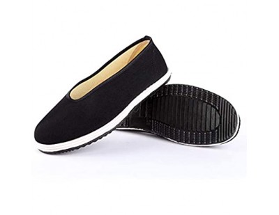Xu-shoes Lässige Tai Chi Slipper Chinese Traditions Handgefertigte 3-lagige Baumwoll-Polyurethan-Sohlen-Stoffschuhe Martial Arts Slippers (Color : Black Size : EUR 43)