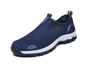 Herren Outdoor Fitnessschuhe Atmungsaktive Mesh Schuhe Sport Size Slipper mit Klettverschluss Blau 47 EU