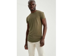 DeFacto LONG FIT - T-Shirt basic - khaki