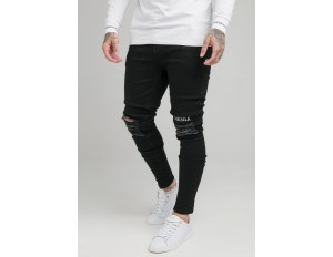SIKSILK RAW HEM BURST KNEE - Jeans Skinny Fit - black/schwarz