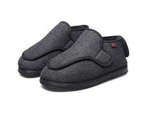 B/H Diabetiker-Schuhe für Damen Herren Verstellbare warme Schuhe Klett-Zucker-Fußschuhe für ältere Menschen - grau_41 Einstellbarer Klettverschluss Schuh