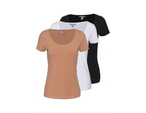 Anna Field 3 PACK - T-Shirt basic - white/camel/black/weiß