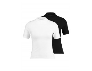 Even&Odd Petite 2ER PACK - T-Shirt print - white/black/weiß