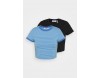 Weekday GEMINI 2 PACK - T-Shirt print - blue/black/blau