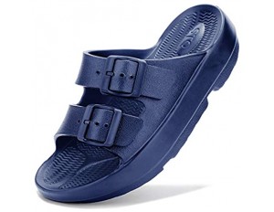 STQ Womens Comforftable Sandals Arch Support Indoor Outdoor Slides for Men Navy Blue