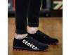 XI-GUA Männliche Leinwand Spitzen Schuh in der Freizeit Low Walking Schuh große Größe Weich Komfortabel Schwarz