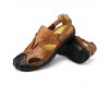 ZHShiny Männer Leder Sandalen Geschlossene Zehe Bequeme Schuhe Mode Strand Sommer Outdoor Schuhe