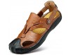 ZHShiny Männer Leder Sandalen Geschlossene Zehe Bequeme Schuhe Mode Strand Sommer Outdoor Schuhe