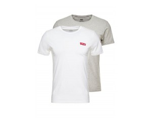 Levi's® CREWNECK GRAPHIC 2 PACK - T-Shirt print - white/mid tone grey heather/hellgrau