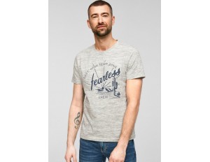 s.Oliver T-Shirt print - offwhite melange/hellgrau-meliert