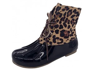 FENSIN Regenschuhe Damen Gefüttert｜Damenmode Stiefel Leopard Regen Schuhe Lady Garden Ready Schuhe Größe｜Boots Damen